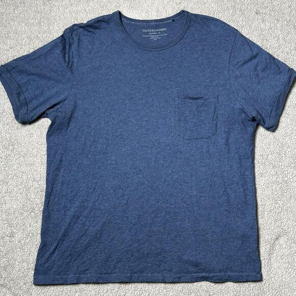 Outerknown Shirt Womens L Blue Sojourn Tee T-Shirt Pocket Pima Cotton Organic - Picture 3 of 10